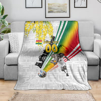 Personalized Ghana Soccer Elephant Blanket Ghana Flag Kente Football Player - Cassia Fistula Flower