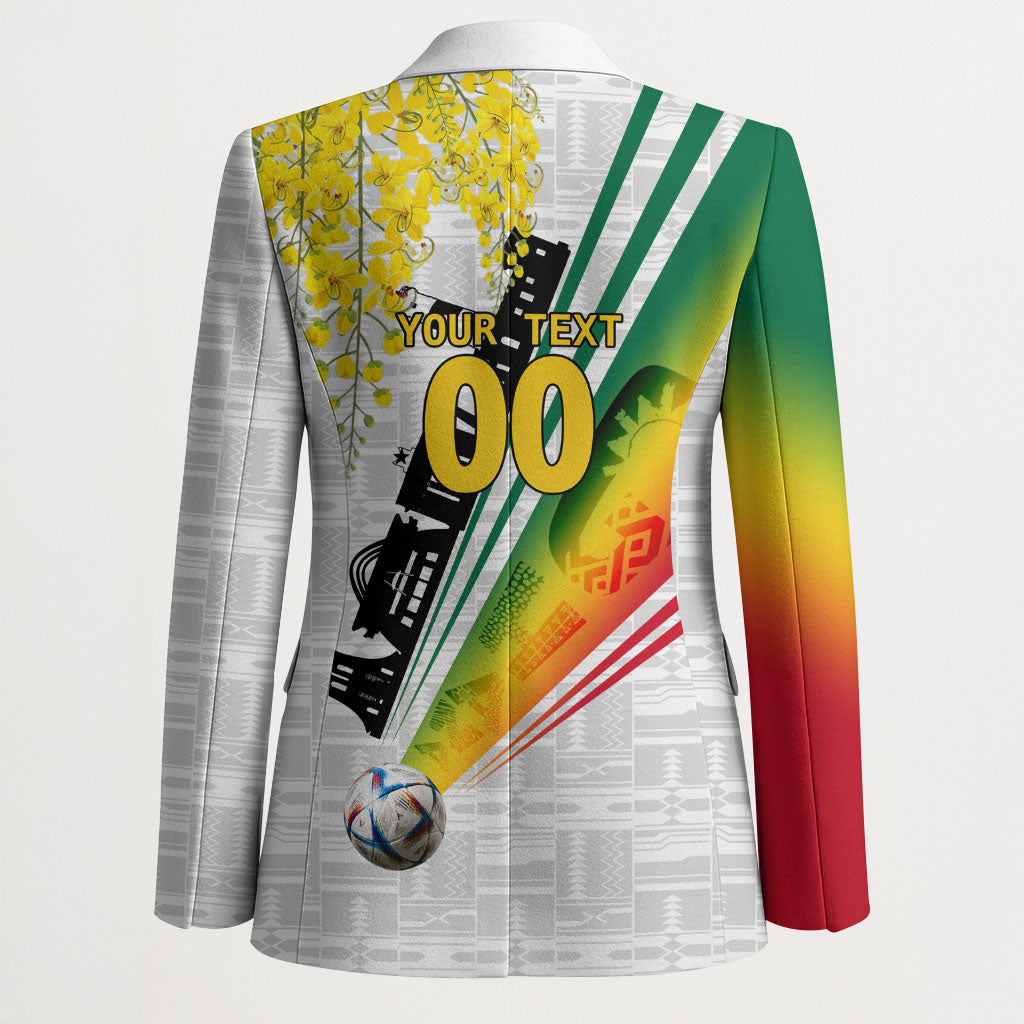 Personalized Ghana Soccer Elephant Blazer Ghana Flag Kente Football Player - Cassia Fistula Flower