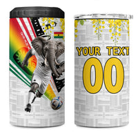 Personalized Ghana Soccer Elephant 4 in 1 Can Cooler Tumbler Ghana Flag Kente Football Player - Cassia Fistula Flower