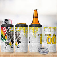 Personalized Ghana Soccer Elephant 4 in 1 Can Cooler Tumbler Ghana Flag Kente Football Player - Cassia Fistula Flower