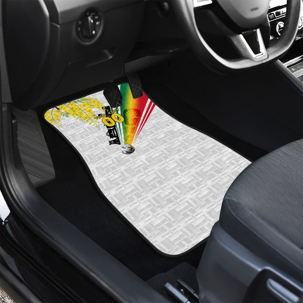 Personalized Ghana Soccer Elephant Car Mats Ghana Flag Kente Football Player - Cassia Fistula Flower