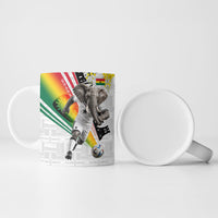Personalized Ghana Soccer Elephant Ceramic Mug Ghana Flag Kente Football Player - Cassia Fistula Flower