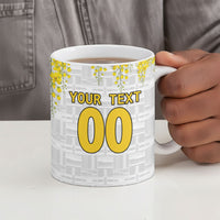 Personalized Ghana Soccer Elephant Ceramic Mug Ghana Flag Kente Football Player - Cassia Fistula Flower