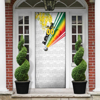 Personalized Ghana Soccer Elephant Door Cover Ghana Flag Kente Football Player - Cassia Fistula Flower