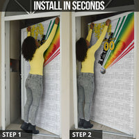 Personalized Ghana Soccer Elephant Door Cover Ghana Flag Kente Football Player - Cassia Fistula Flower
