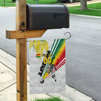 Personalized Ghana Soccer Elephant Garden Flag Ghana Flag Kente Football Player - Cassia Fistula Flower