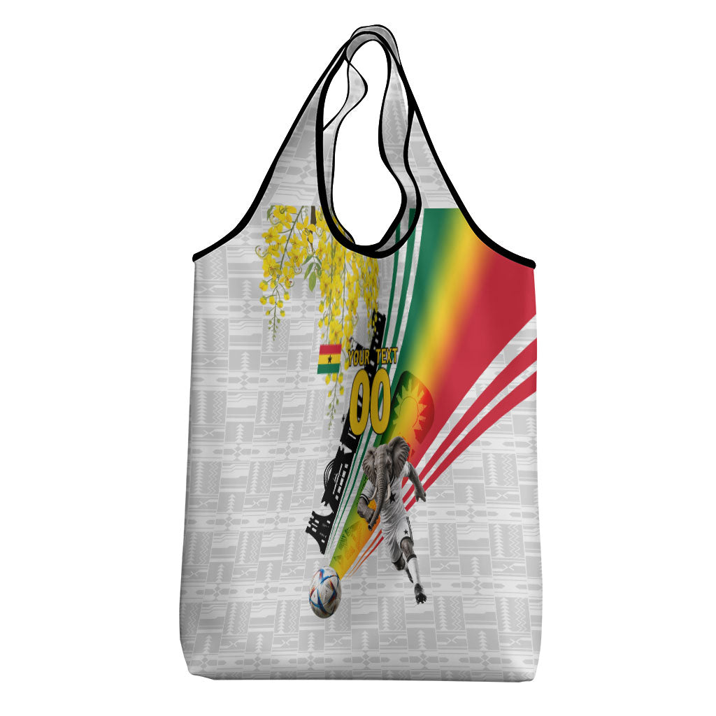 Personalized Ghana Soccer Elephant Grocery Bag Ghana Flag Kente Football Player - Cassia Fistula Flower