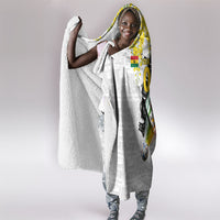 Personalized Ghana Soccer Elephant Hooded Blanket Ghana Flag Kente Football Player - Cassia Fistula Flower