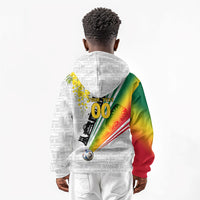 Personalized Ghana Soccer Elephant Kid Hoodie Ghana Flag Kente Football Player - Cassia Fistula Flower