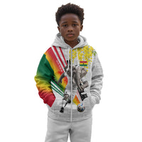 Personalized Ghana Soccer Elephant Kid Hoodie Ghana Flag Kente Football Player - Cassia Fistula Flower