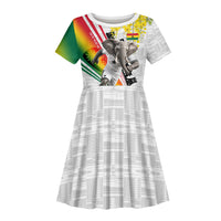 Personalized Ghana Soccer Elephant Kid Short Sleeve Dress Ghana Flag Kente Football Player - Cassia Fistula Flower
