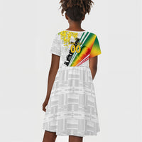 Personalized Ghana Soccer Elephant Kid Short Sleeve Dress Ghana Flag Kente Football Player - Cassia Fistula Flower