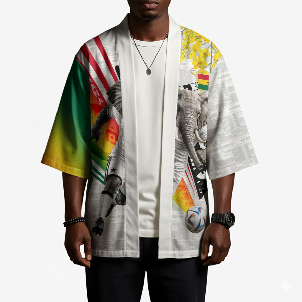 Personalized Ghana Soccer Elephant Kimono Ghana Flag Kente Football Player - Cassia Fistula Flower