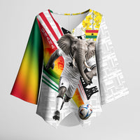 Personalized Ghana Soccer Elephant Kimono Sleeve Blouse Ghana Flag Kente Football Player - Cassia Fistula Flower