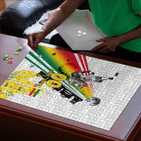 Personalized Ghana Soccer Elephant Puzzle Ghana Flag Kente Football Player - Cassia Fistula Flower