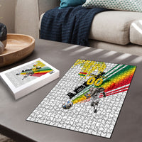 Personalized Ghana Soccer Elephant Puzzle Ghana Flag Kente Football Player - Cassia Fistula Flower