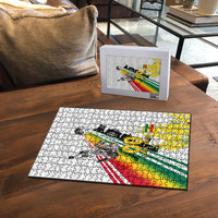 Personalized Ghana Soccer Elephant Puzzle Ghana Flag Kente Football Player - Cassia Fistula Flower