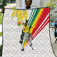 Personalized Ghana Soccer Elephant Quilt Ghana Flag Kente Football Player - Cassia Fistula Flower
