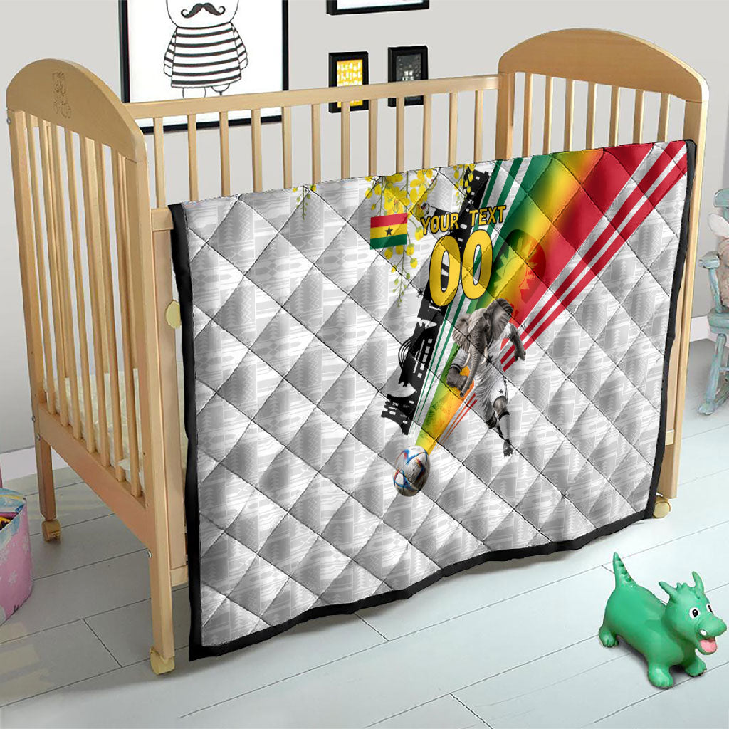 Personalized Ghana Soccer Elephant Quilt Ghana Flag Kente Football Player - Cassia Fistula Flower