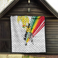 Personalized Ghana Soccer Elephant Quilt Ghana Flag Kente Football Player - Cassia Fistula Flower