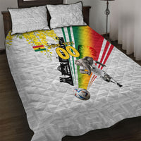 Personalized Ghana Soccer Elephant Quilt Bed Set Ghana Flag Kente Football Player - Cassia Fistula Flower