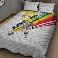 Personalized Ghana Soccer Elephant Quilt Bed Set Ghana Flag Kente Football Player - Cassia Fistula Flower