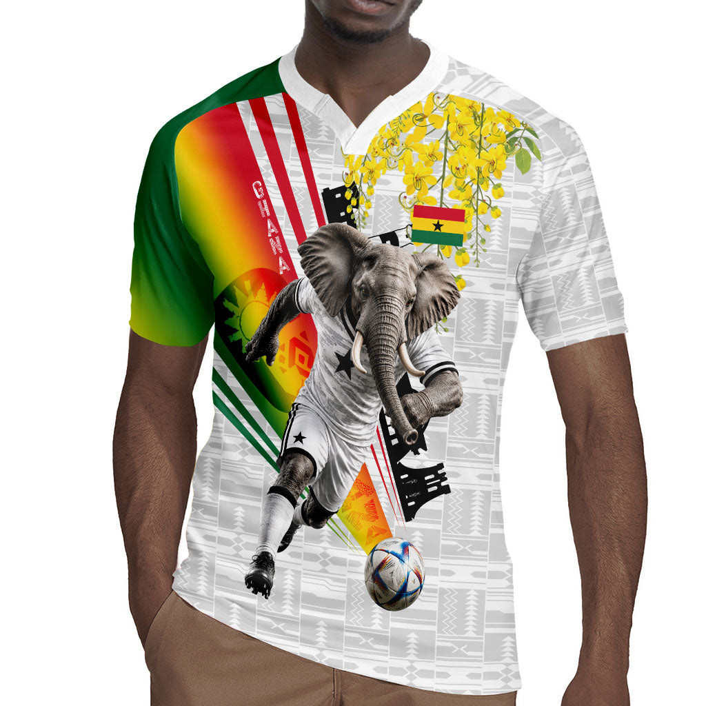 Personalized Ghana Soccer Elephant Rugby Jersey Ghana Flag Kente Football Player - Cassia Fistula Flower