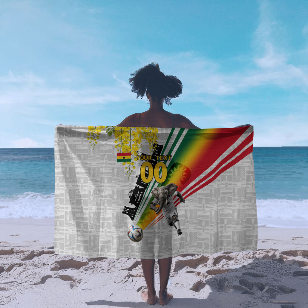 Personalized Ghana Soccer Elephant Sarong Ghana Flag Kente Football Player - Cassia Fistula Flower