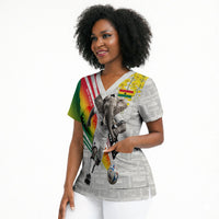 Personalized Ghana Soccer Elephant Scrub Top Ghana Flag Kente Football Player - Cassia Fistula Flower