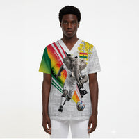 Personalized Ghana Soccer Elephant Scrub Top Ghana Flag Kente Football Player - Cassia Fistula Flower