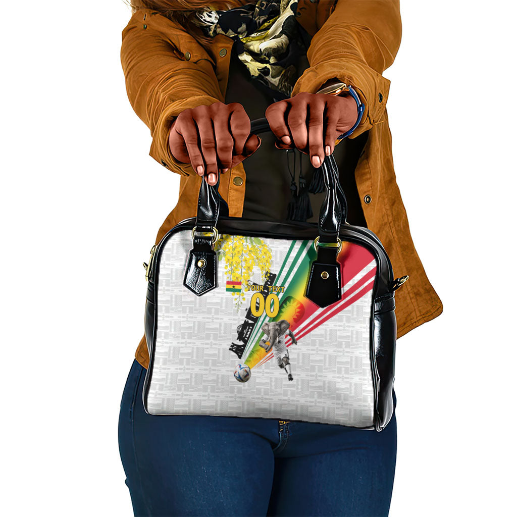 Personalized Ghana Soccer Elephant Shoulder Handbag Ghana Flag Kente Football Player - Cassia Fistula Flower