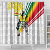 Personalized Ghana Soccer Elephant Shower Curtain Ghana Flag Kente Football Player - Cassia Fistula Flower