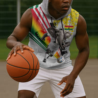 Personalized Ghana Soccer Elephant Sleeveless Hoodie Ghana Flag Kente Football Player - Cassia Fistula Flower