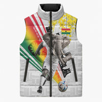 Personalized Ghana Soccer Elephant Sleeveless Puffer Jacket Ghana Flag Kente Football Player - Cassia Fistula Flower