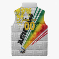 Personalized Ghana Soccer Elephant Sleeveless Puffer Jacket Ghana Flag Kente Football Player - Cassia Fistula Flower