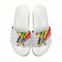 Personalized Ghana Soccer Elephant Slide Sandals Ghana Flag Kente Football Player - Cassia Fistula Flower