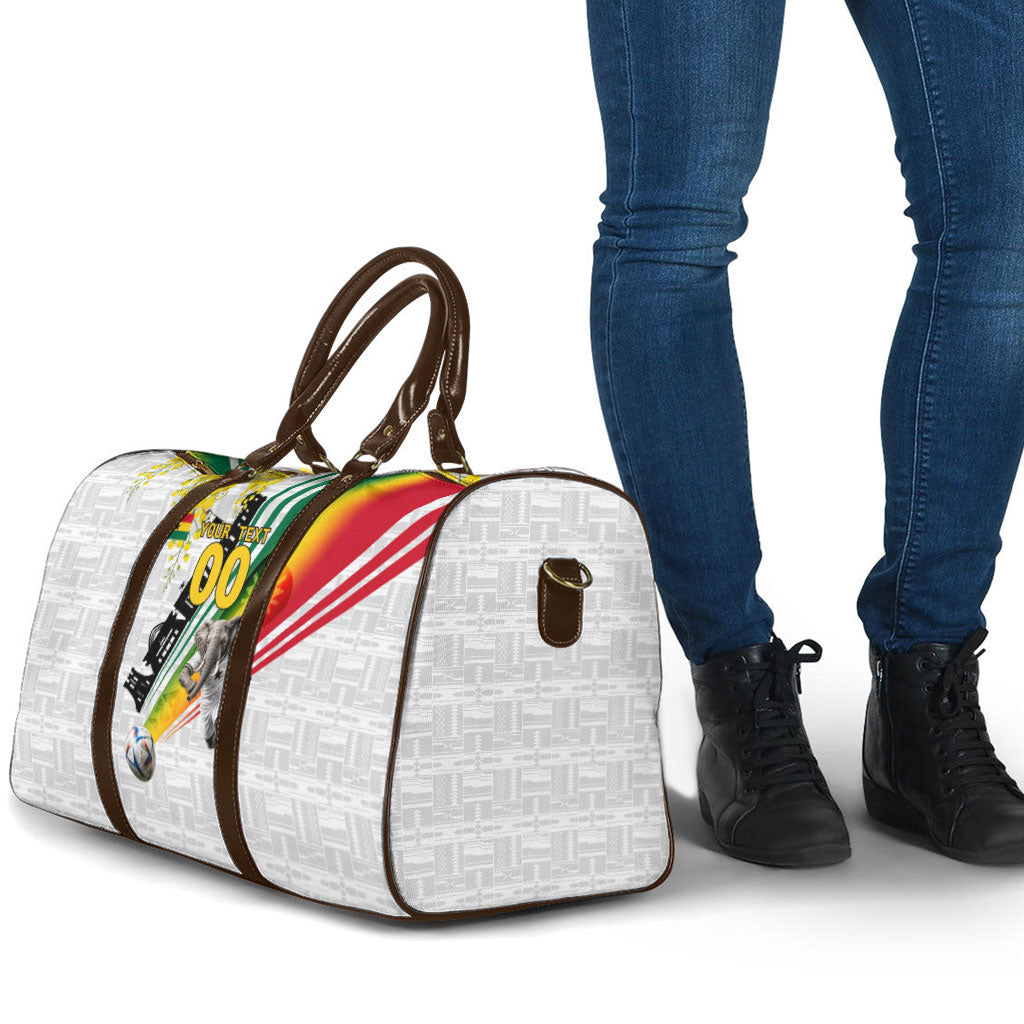 Personalized Ghana Soccer Elephant Travel Bag Ghana Flag Kente Football Player - Cassia Fistula Flower