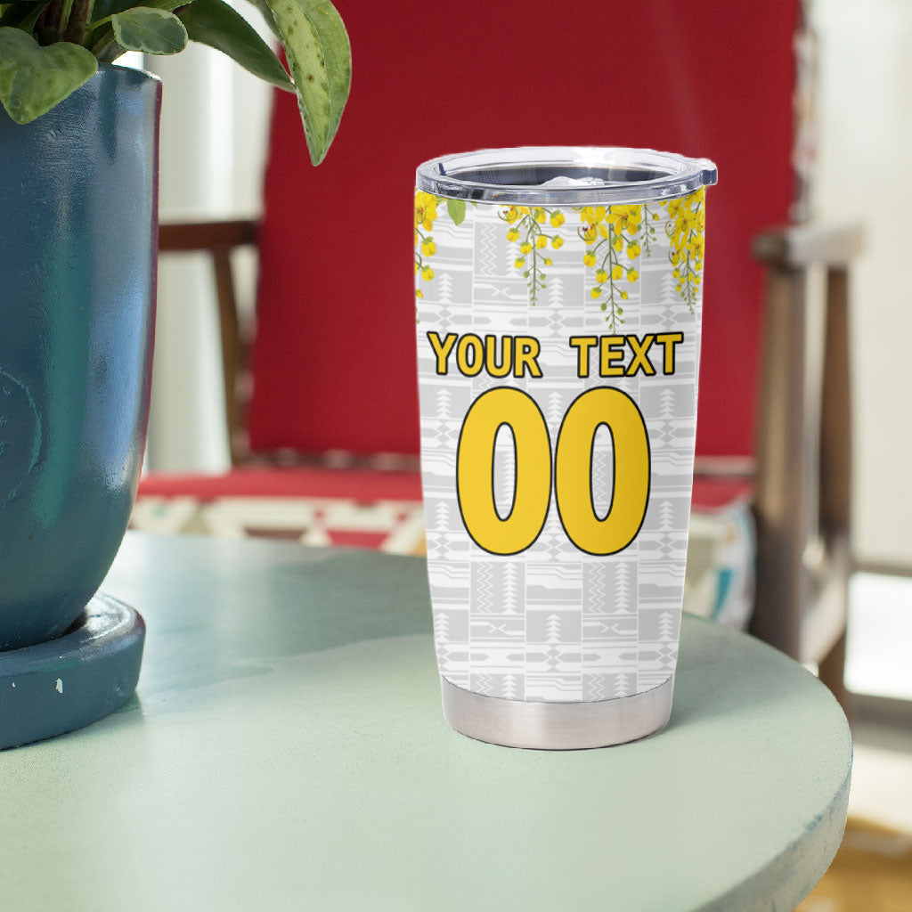 Personalized Ghana Soccer Elephant Tumbler Cup Ghana Flag Kente Football Player - Cassia Fistula Flower