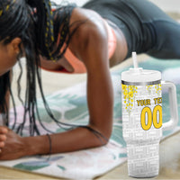 Personalized Ghana Soccer Elephant Tumbler With Handle Ghana Flag Kente Football Player - Cassia Fistula Flower