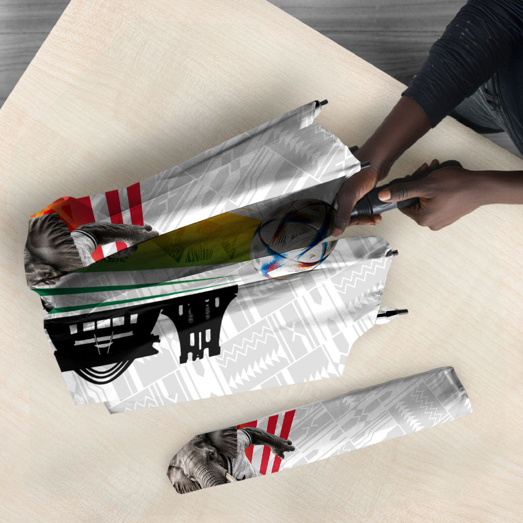 Personalized Ghana Soccer Elephant Umbrella Ghana Flag Kente Football Player - Cassia Fistula Flower