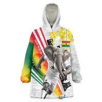 Personalized Ghana Soccer Elephant Wearable Blanket Hoodie Ghana Flag Kente Football Player - Cassia Fistula Flower