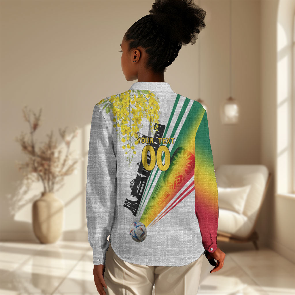 Personalized Ghana Soccer Elephant Women Casual Shirt Ghana Flag Kente Football Player - Cassia Fistula Flower