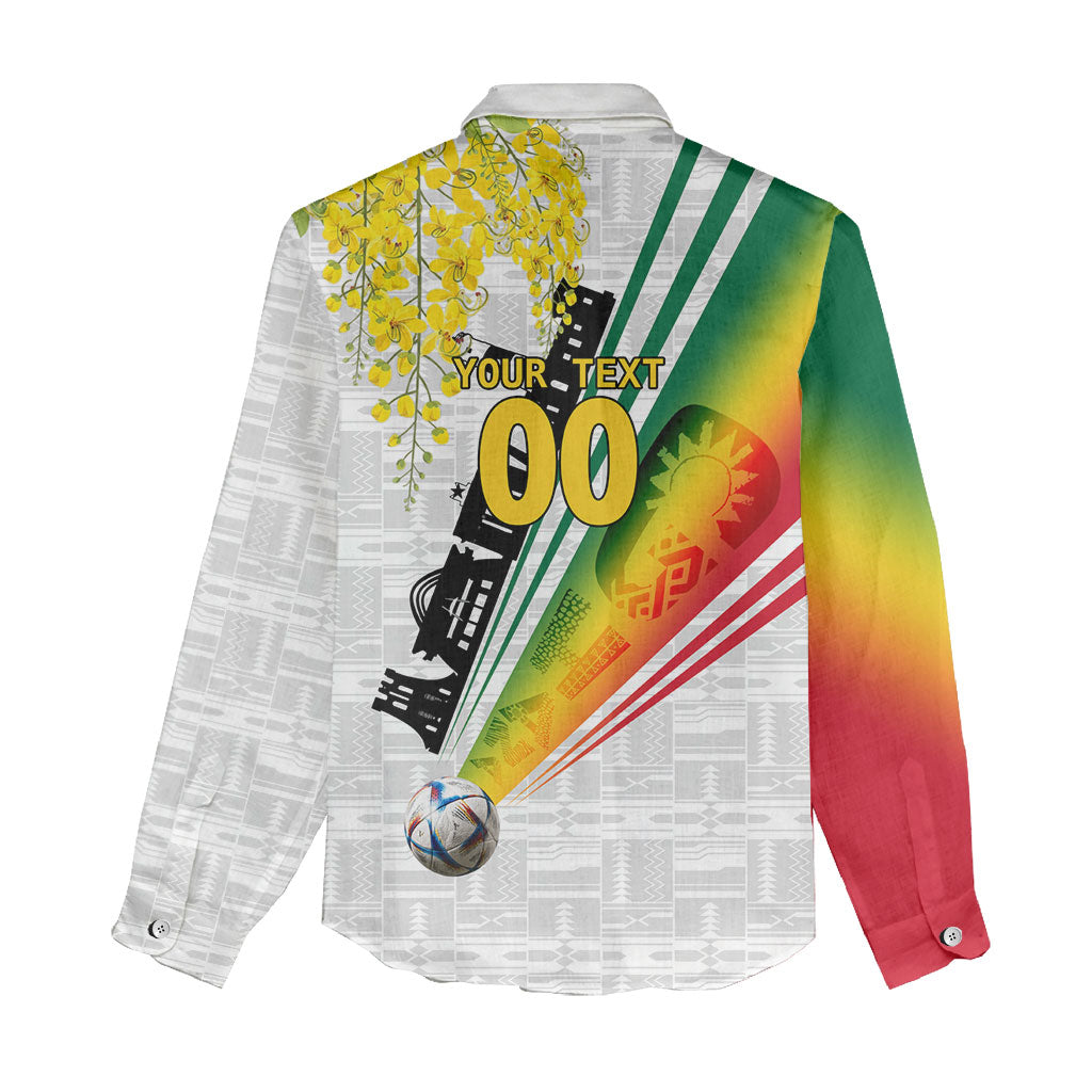 Personalized Ghana Soccer Elephant Women Casual Shirt Ghana Flag Kente Football Player - Cassia Fistula Flower