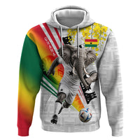 Personalized Ghana Soccer Elephant Zip Hoodie Ghana Flag Kente Football Player - Cassia Fistula Flower