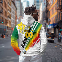 Personalized Ghana Soccer Elephant Zip Hoodie Ghana Flag Kente Football Player - Cassia Fistula Flower
