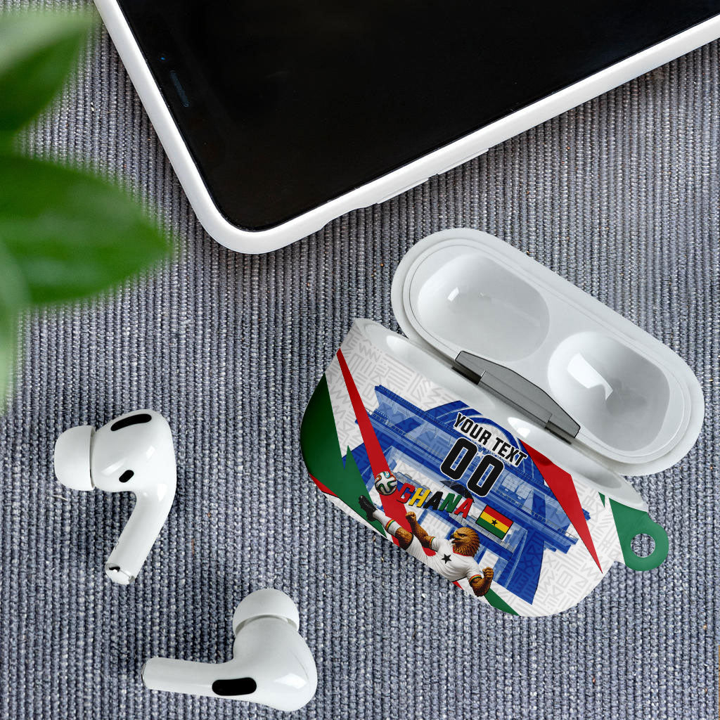 Personalized Ghana Soccer Eagle AirPods Case Ghana Flag Kente - Black Stars Football Stadium Graphic
