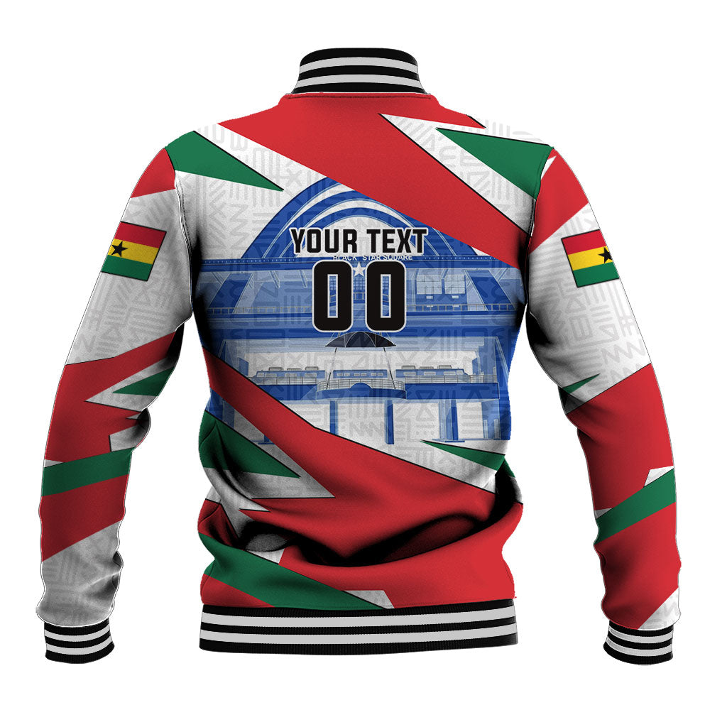 Personalized Ghana Soccer Eagle Baseball Jacket Ghana Flag Kente - Black Stars Football Stadium Graphic