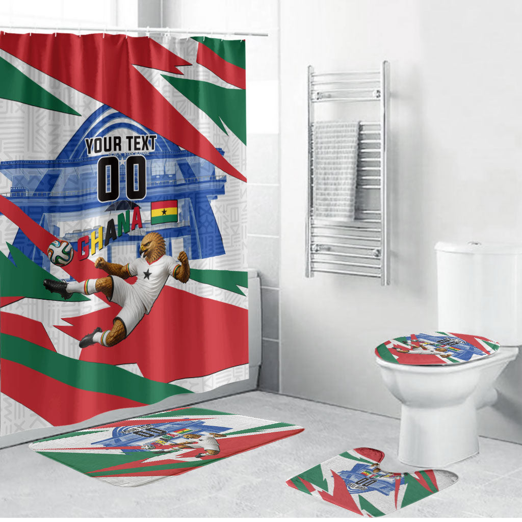 Personalized Ghana Soccer Eagle Bathroom Set Ghana Flag Kente - Black Stars Football Stadium Graphic