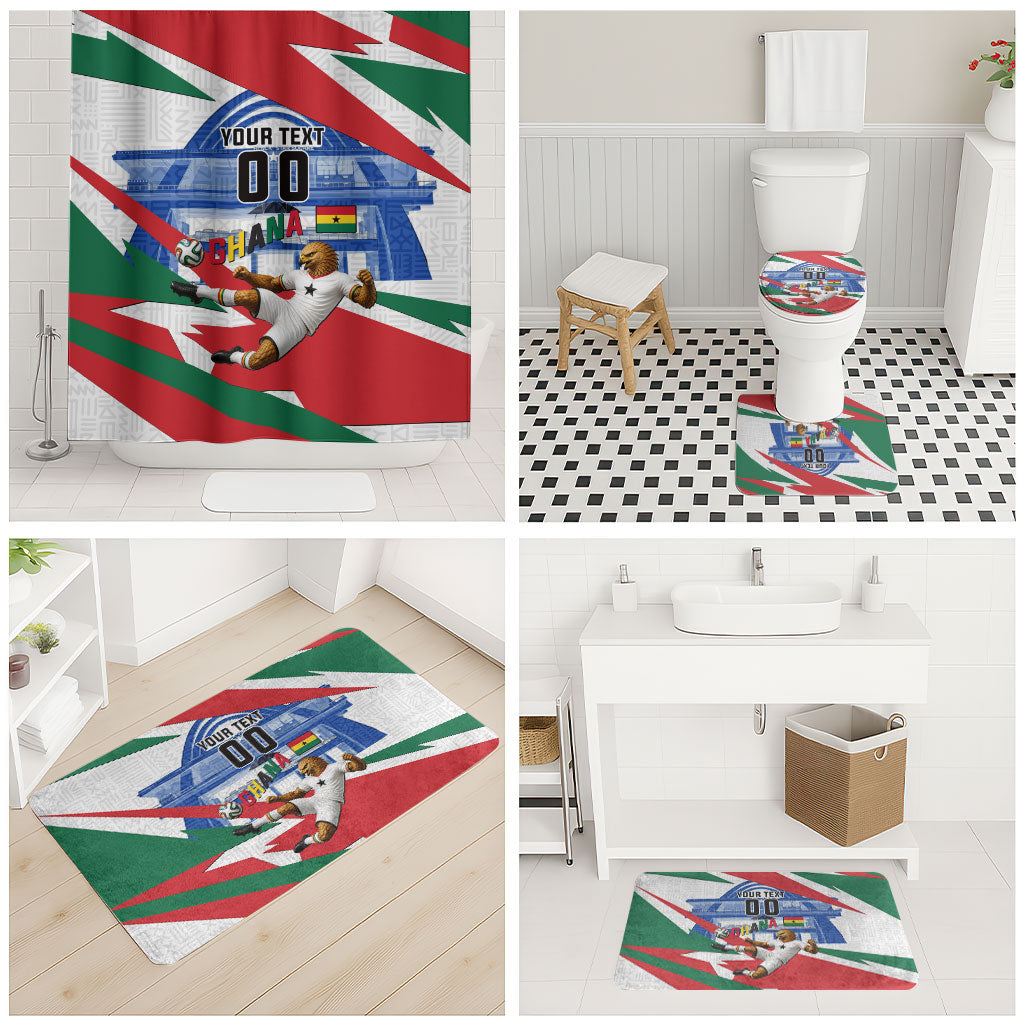 Personalized Ghana Soccer Eagle Bathroom Set Ghana Flag Kente - Black Stars Football Stadium Graphic