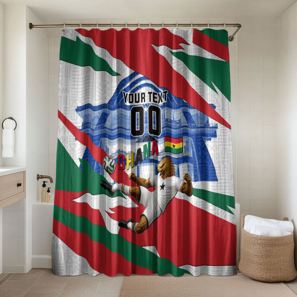 Personalized Ghana Soccer Eagle Bathroom Set Ghana Flag Kente - Black Stars Football Stadium Graphic